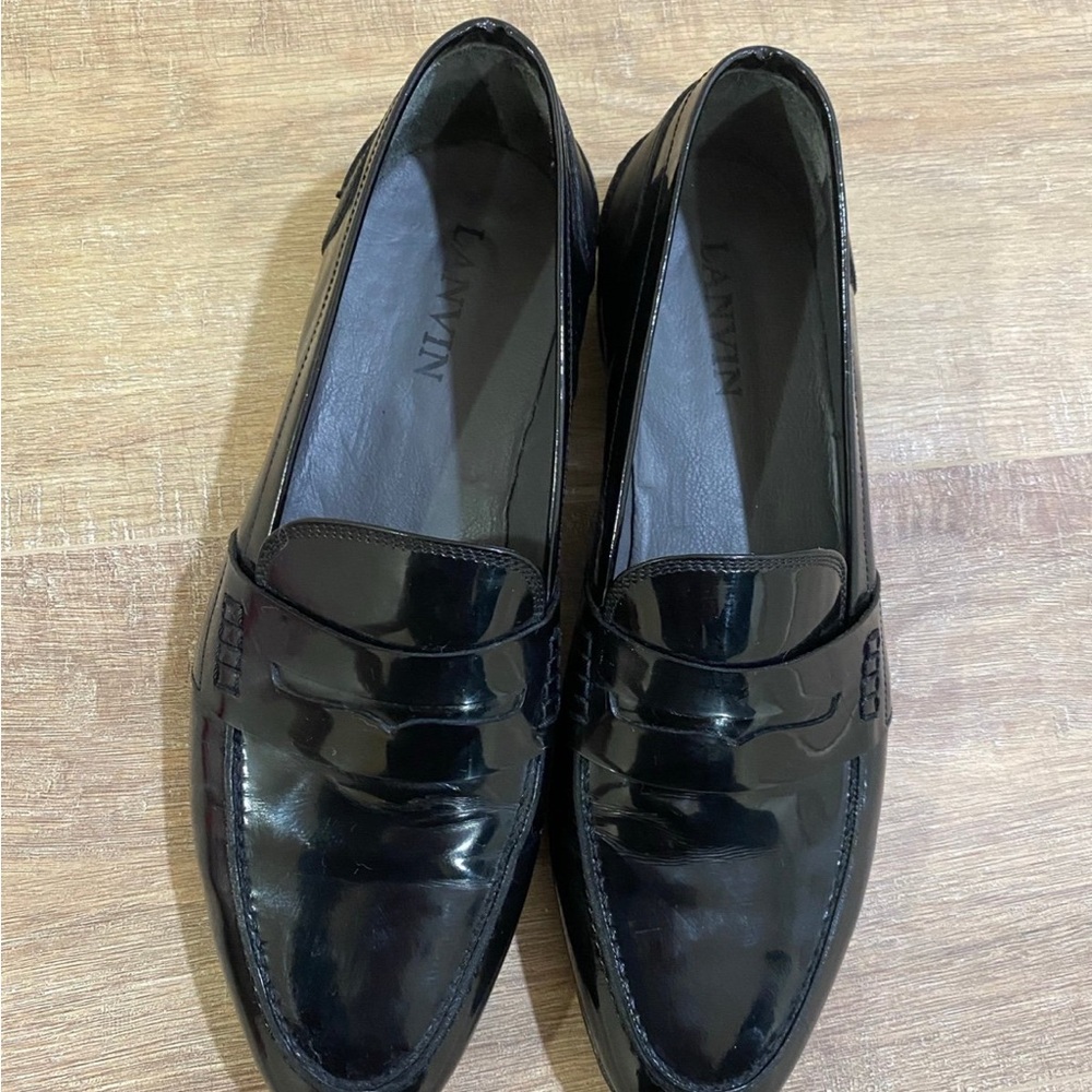 Lanvin Black Gloss Patent Leather Slip-On Loafers - Picture 2 of 5